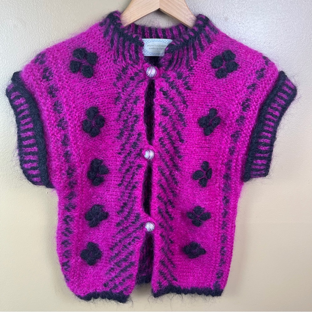 Vintage Hand Knit Woolies Sweater Vest by Fiona Women's Pink